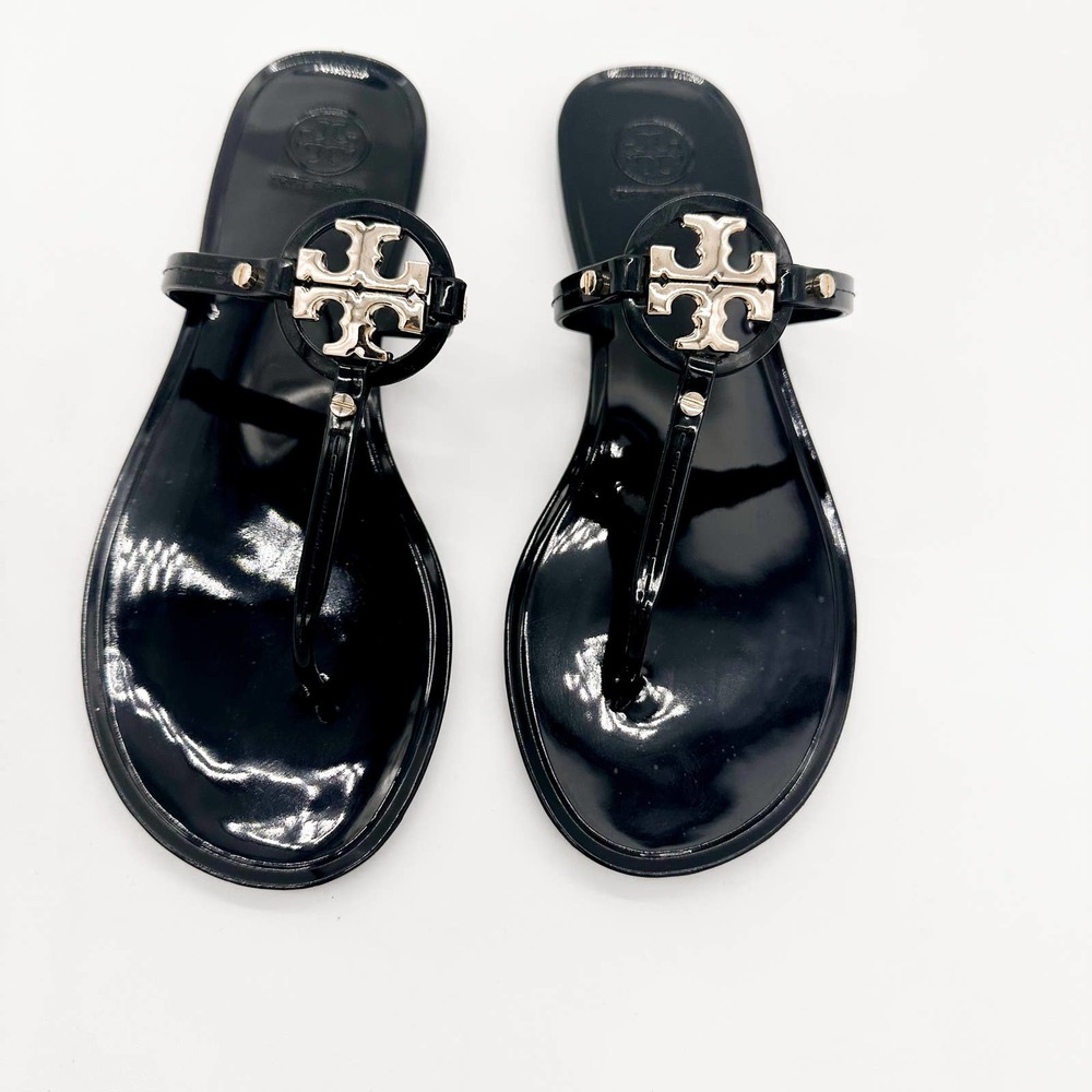 Tory Burch Black Jelly Rubber Mini Miller Thong Flats Size 9